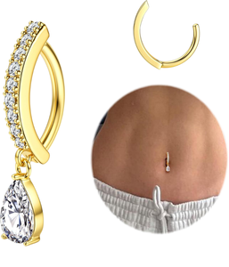 <span class=keywords><strong>FIBO</strong></span> Anelli per ombelico da donna in acciaio chirurgico 316L placcato oro 14K, con design a serpente e fiore in CZ, gioielli per piercing all'ombelico, barbell 14G - Product Image 1