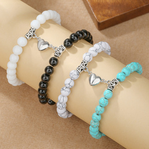 <span class=keywords><strong>Amistad</strong></span> Pareja <span class=keywords><strong>Amor</strong></span> Día de San Valentín Pulsera en forma de corazón Cuenta magnética Pinestone Pulsera de cristal - Product Image 2