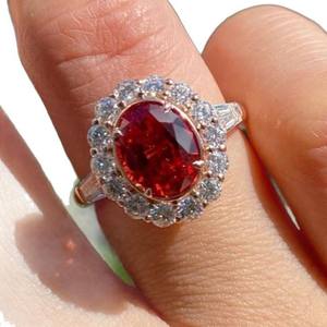 Three Heroes Gold Plated <b>Pigeon</b> Blood Red Ruby Ring Flower Shape Pave Setting <b>Gift</b> Jewelry - Product Image 5