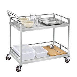 Durable <strong>Double</strong> <strong>Layer</strong> Multi-Level 201 Stainless Steel Anti-Rust Utility <strong>Trolley</strong> Brake Wheels Load Capacity 200kg Industrial Use - Product Image 3
