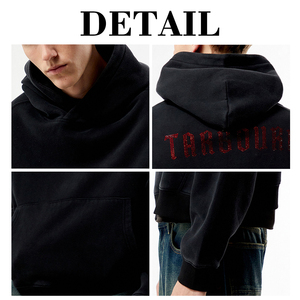 KingSen Custom Cropped Oversized Hoodie Heavyweight Cotton Fleece <b>Drop</b> Shoulder With Rhinestone <b>Back</b> Print Logo OEM Streetwear - Product Image 6