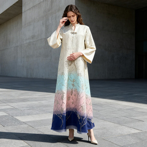 Abaya élégante en polyester avec broderie personnalisée de qualité supérieure pour femmes musulmanes, robe de cérémonie en gros - Product Image 4