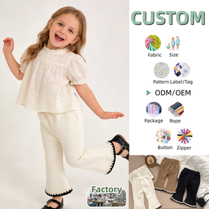 <span class=keywords><strong>Pantaloni</strong></span> Personalizzati per Bambini, Abbigliamento Primaverile e Autunnale, <span class=keywords><strong>Pantaloni</strong></span> a Zampa per Bambine, <span class=keywords><strong>Pantaloni</strong></span> Tinta Unita o a Quadri con Frange - Product Image 1