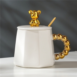 Wholesale Pearls Golden Handle Coffee <b>Cup</b> <b>Set</b> Ceramic Coffee Mug Coffee <b>Cup</b> Custom Ceramic Mug With Spoon - Product Image 6