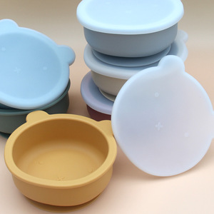 Tazón de Silicona de Grado Alimenticio Libre de BPA para Bebés, con Succión, Logotipo Personalizado, Forma de Caja con Tapa, Vajilla para Niños de 0 a 12 Meses - Product Image 1