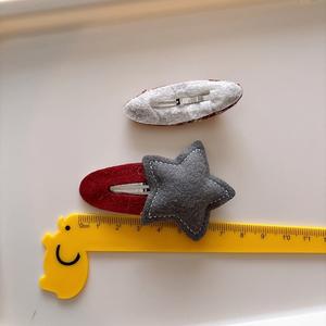 Ensemble de pinces à cheveux MIO série rouge, pinces à cheveux en tissu à nœud pour filles, accessoires pour cheveux pour enfants, 2 pièces/ensemble, pinces latérales en forme de cœur et d'étoile faites à la main - Product Image 5