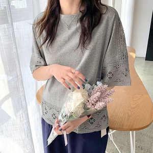 Comfortable Cotton Material <strong>Half</strong> Sleeve Shirt <strong>Woman</strong> Summer Free Size White Lace <strong>Blouse</strong> - Product Image 3