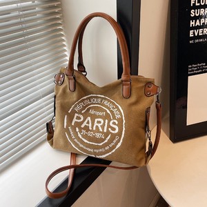 Sac fourre-tout en toile robuste avec grand logo rétro, bandoulière réglable, imprimé vintage <span class=keywords><strong>Paris</strong></span>, sac bandoulière élégant pour femme - Product Image 3