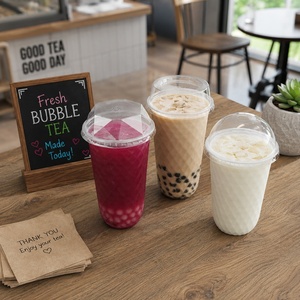Vaso Desechable Personalizado con Logotipo, 500ml/700ml, <span class=keywords><strong>de</strong></span> PP con Forma <span class=keywords><strong>de</strong></span> Diamante, Resistente al Calor, con Tapa, para Té Boba, Café y Jugos - Product Image 2