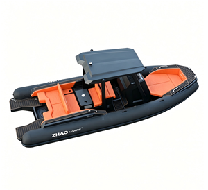 <span class=keywords><strong>Bateau</strong></span> pneumatique <span class=keywords><strong>rigide</strong></span> ZHAO MARINE LUX750 RIB750, entièrement noir, tube en Hypalon, yacht de luxe pour loisirs, avec sièges rembourrés orange. - Product Image 3