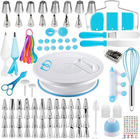 Kit de 137 pièces pour décoration de gâteaux : douilles en acier inoxydable, spatules à crème, plateau tournant, outils de pâtisserie, formes irrégulières, emballage en boîte colorée