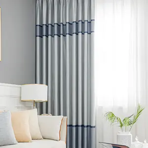 Suministro de fábrica de alta calidad de lujo 100% poliéster Blackout Jacquard cortina Material tela