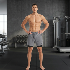 Pantalones Cortos Deportivos para Hombre de Primera Calidad, Color Gris Sólido, Secado Rápido, con Cordón Ajustable, Cintura Media, Estilo Casual y Deportivo, en Poliéster - Product Image 5