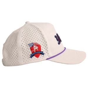 Gorra de golf y béisbol de lujo de 5 paneles, estructurada, con visera curva, impermeable, transpirable, de rizo, con bordado de puntada de cadena, de un solo botón. - Product Image 4