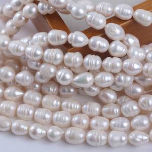 Vente directe de perles d'eau douce naturelles semi-finies en forme de riz rose de 15 cm 9-10 mm de Zhuji pour les accessoires de bijoux DIY - Product Image 2