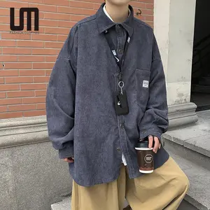Liu Ming Schlussverkauf Mode koreanische Freizeit-Herrenbekleidung Corduroy Übergröße langärmelige Hemden