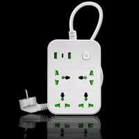 WONDERPHON Multiprise 2500W avec prises US, UK, EU, 4 prises universelles, 2 USB, 1 Type-C, câble de 2 m, 10/16A, coque ignifuge