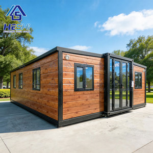 HESHi Casa Contenedor Prefabricada Moderna, Edificio de Oficinas Rectangular, Exterior de Madera, Marco Negro - Product Image 1