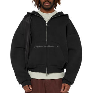 Sweat à capuche zippé Essentials 600 500 g/m² 100 % coton épais noir, coupe oversize, personnalisé, coupe carrée, court - Product Image 1
