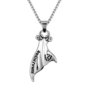 Xihazhiyan Whale Tail Couple Pendant <b>Titanium</b> Steel Unisex Necklace Everyday Wear 216093 - Product Image 5