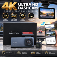 Boîte noire de voiture 4K, mini caméra de tableau de bord 4K, caméra de voiture Wifi à double objectif avant et arrière, vision nocturne, contrôle par application, capteur G