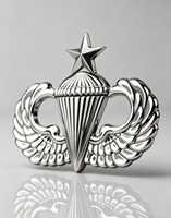 Insignia Metálica Personalizada Antigua Tradicional con Estrella de Paracaidista en Relieve 3D, Aleación de Zinc, Chapado en Oro y Níquel, Pin de Alas Aerotransportadas