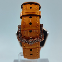 Montre à quartz SPARKTIME en acier inoxydable, bracelet en cuir, verre saphir, cadran unique avec diamants, étanche 3 ATM, 16 mm – Meilleure vente