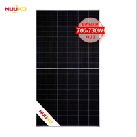 Modul Surya Bifasial Kaca Ganda NUUKO 700W 715W 720W 730W Grosir untuk Pembangkit Listrik Tenaga Surya, Pemasangan di Tanah, Bersertifikasi CE TUV IEC
