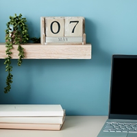 Calendrier de bureau en blocs de bois écologiques personnalisables en usine, design Art Déco, blocs de présentation du mois et de la date en bois durable pour le bureau
