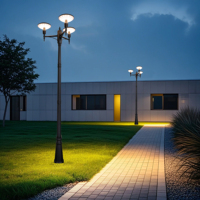 Lampe à mât triple tête Yuanyue IP65 en aluminium moulé sous pression, LED Osram 2835, haute luminosité, pour extérieur, villas et communautés, éclairage de poteau élevé