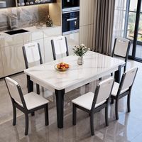 Mesa de Comedor Moderna de Roble Ecológico, Mesa de Comedor de Madera, Mesa de Comedor de Cocina de Piedra Sinterizada con Capacidad para 6 Personas