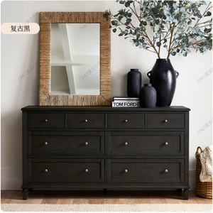 طاولة بجانب السرير من خشب الرماد في الولايات المتحدة الأمريكية ، لوح جانبي فرنسي عتيق بالأسى - Product Image 3