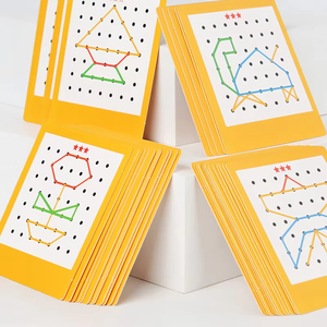 Ba trong một giác ngộ hình học toán học cao su buộc móng tay Bảng câu đố bằng gỗ chơi bảng móng tay - Product Image 4