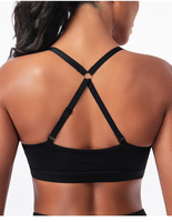 Soutien-gorge et crop top sans armatures rembourrés à maintien, grande taille, uni, fin, sans coutures, avec torsion sur le devant, pour femmes, idéal pour la gym et l'entraînement