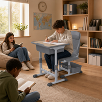 Ensemble de bureaux et chaises modernes réglables en plastique PP OEM avec réglage infini et position couchée