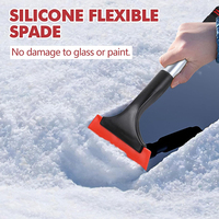 Pelle à neige durable pour voiture avec poignée ergonomique en mousse, grattoir à glace à manche droit en acier inoxydable, outil de nettoyage de vitres automobiles pour l'hiver
