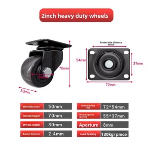 3-Zoll, 2,5-Zoll, 1,5-Zoll 2-teilige, extrem belastbare, massive Lenkrollen mit Bremse, niedriges Profil, für Gerätegestelle und Maschinen, schwarz, aus Gusseisen und Nylon - Product Image 5