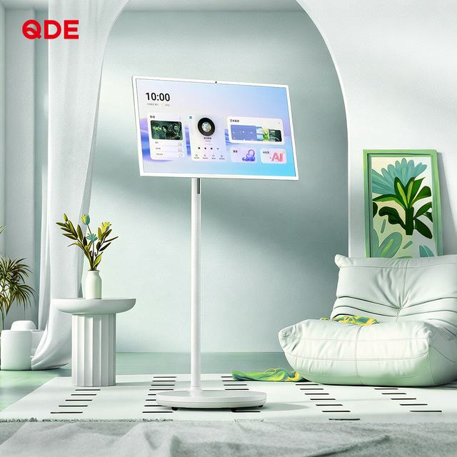 QDE Smart Mobile Screen Wireless LED Monitor Android 13 4K Movable TV for Office Meeting Home Kitchen Retail Display