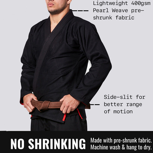 Kimono de karaté noir IBJJF homologué unisexe, tissage perlé, pantalon Ripstop avancé, durable, léger, compétition adulte, 100% coton - Product Image 5