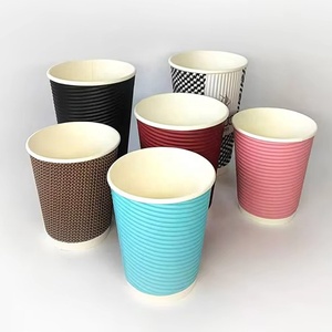 Gobelet à café jetable en papier ondulé durable et écologique de haute qualité, impression de logo personnalisée pour les boissons chaudes - Product Image 2