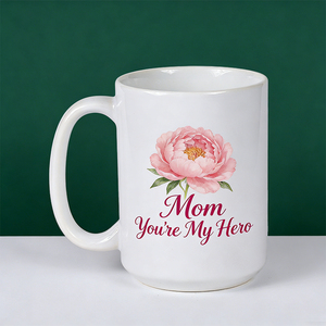 Mug en céramique personnalisé « Le Sourire <span class=keywords><strong>de</strong></span> <span class=keywords><strong>Maman</strong></span> » avec motif floral bleu, tasse à café blanche <span class=keywords><strong>de</strong></span> 15 oz, cadeau personnalisé pour la Fête des Mères - Product Image 3