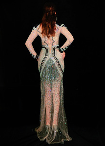 Fornitori all'ingrosso di <span class=keywords><strong>vestiti</strong></span> abiti <span class=keywords><strong>da</strong></span> festa <span class=keywords><strong>da</strong></span> donna con paillettes brillanti con strass abito <span class=keywords><strong>da</strong></span> ballo in oro trasparente di lusso elegante <span class=keywords><strong>da</strong></span> <span class=keywords><strong>sera</strong></span> lungo - Product Image 4