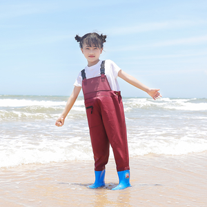 Wader de poitrine en PVC pour enfants Beach Tidal Flats Play Wader pour enfants imperméable et léger respectueux de l'environnement avec des bottes - Product Image 2