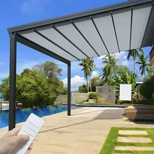 Oferta Limitada: Toldo Retráctil Motorizado con Control Remoto, Pérgola <span class=keywords><strong>de</strong></span> PVC con Revestimiento <span class=keywords><strong>de</strong></span> PA y Aleación <span class=keywords><strong>de</strong></span> Aluminio, <span class=keywords><strong>para</strong></span> Terraza, Jardín y Exteriores - Product Image 1