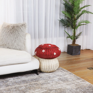 Mushroom Shaped Rattan Storage <b>Basket</b> Red White Willow <b>Weaving</b> Multifunctional Toy Storage Home Decor - Product Image 3