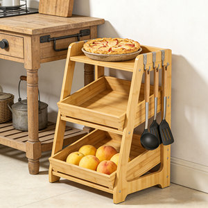 Étagère <span class=keywords><strong>de</strong></span> rangement pour fruits et aliments en bambou à 3 niveaux, taille personnalisée, pour cuisine et comptoir, avec support – Vente en gros et e-commerce - Product Image 3