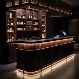 Comptoir de réception moderne en bois massif français, utilisation commerciale, comptoir de <span class=keywords><strong>caisse</strong></span> de restaurant, bar, café, bureau, réception Yimutang - Product Image 3