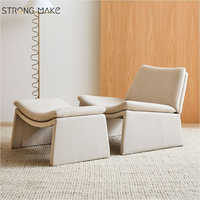 Nordic Comfy Lounge Salon Chaises d'Appoint Modernes Meubles Rembourrés Boucle Tissu Salon Chaise Avec Pouf