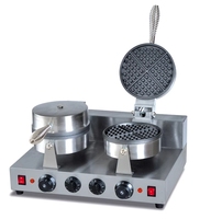 Machine à gaufres HELAXEN, électrique, 220V, acier inoxydable, légère, double tête simple, bouton poussoir, longue durée