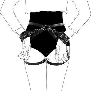Gotico da donna Sexy imbracatura <span class=keywords><strong>Lingerie</strong></span> con spada Bdsm <span class=keywords><strong>Bondage</strong></span> cintura <span class=keywords><strong>Bondage</strong></span> per adulti costumi sessuali con giarrettiere alla coscia - Product Image 4